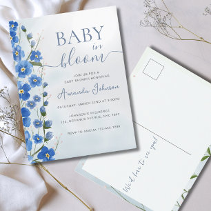 Cartão Postal  Bebê em Flor Boy Blue Chuveiro Floral 