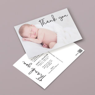 Cartão Postal Bebê Foto Moderno Nascimento Anúncio simples Scrip