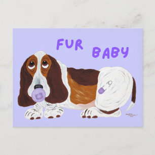 Cartão Postal Bebê Furão Basset Hound Cachorrinho 