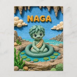 Cartão Postal Bebê Naga Fofo, Mitológico