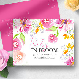 Cartão Postal Bebê No Bloom Floral Watercolor Chá