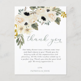 Cartão Postal Bebê no Bloom Ivory Floral Chá de fraldas Obrigado