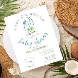 Cartão Postal Bebê no Conselho Chá de fraldas de Surfboard de Aq