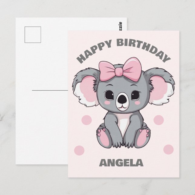 Cartão Postal Bebê Rosa Koala Bear (Frente/Verso)
