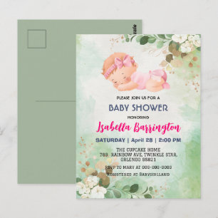 Cartão Postal Bebê rosa-rosa Menina Margarida flores chás de fra