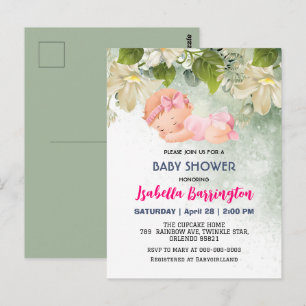 Cartão Postal Bebê rosa-rosa Menina Margarida flores chás de fra