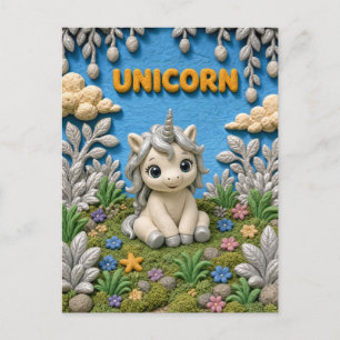 Cartão Postal Bebê Unicórnio Fofo, Mitológico