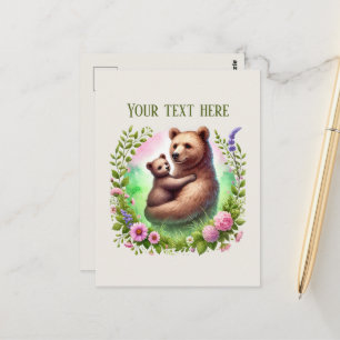 Cartão Postal Bebê ursinho Mamãe bonita adicionar texto 