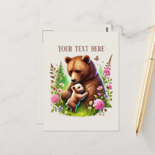 Cartão Postal Bebê ursinho Mamãe bonita adicionar texto