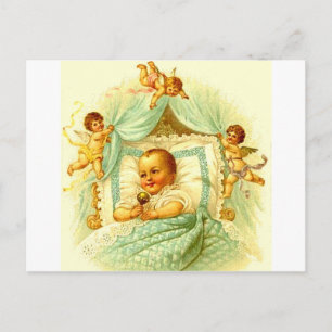 Cartão Postal Bebê vitoriano e Cherubs Vintage Pós-arte