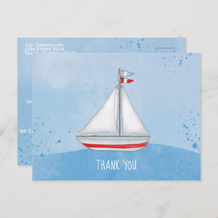 Cartão Postal Bebê Watercolor Navio Ahoy É um Rapaz Obrigado