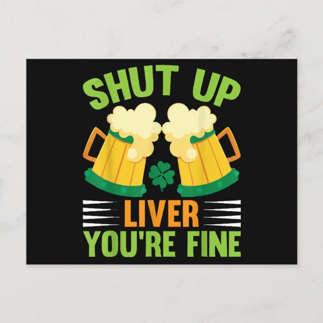Cartão Postal Bebendo de cerveja Saint Patricks Cale a boca fíga (Frente)