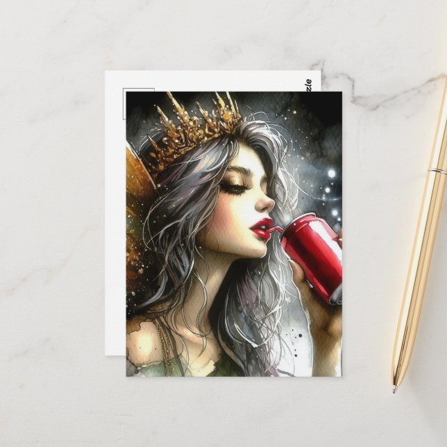 Cartão Postal Bebendo de fada a Soda (Frente/Verso In Situ)