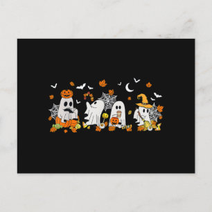 Cartão Postal Bebendo Fantasma Bonito Café Halloween Queda Ghost