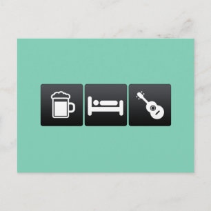 Cartão Postal Beber, dormir e Ukuleles