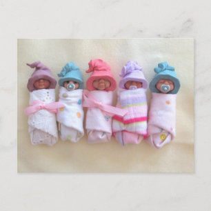 Cartão Postal Bebês De Clay, Chapéus De Elf, Dormindo, Engalha