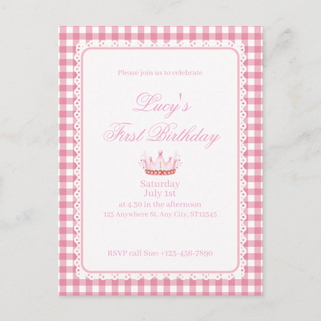 Cartão Postal Bebês Primeiro Aniversário Coquette! (Frente)