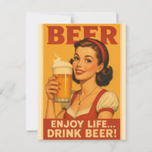 Cartão Postal Bebida aproveite a vida bebendo cerveja