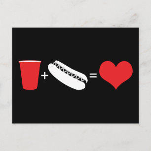 Cartão Postal bebidas + cachorros-quentes = amor