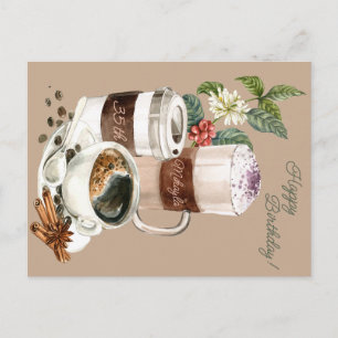 Cartão Postal Bebidas De Café, Feliz Aniversário, Celebração