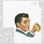 Cartão Postal Bebidas de Cocktails Vintage, Bebidas de Bebendo H<br><div class="desc">Ilustração vindimada bebe e bebe imagem com um solteiro sorrindo e bebendo um coquetel sobre as rochas,  sobre o gelo,  em uma festa. Saúde! O clássico retrô,  diversão!</div>