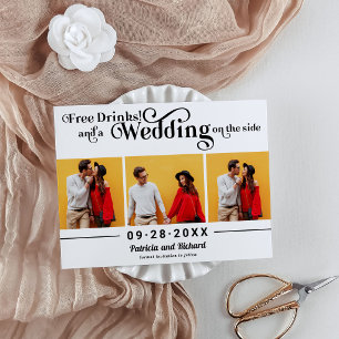 Cartão Postal Bebidas Grátis Casamento Informal Salve A Data 3 F
