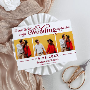 Cartão Postal Bebidas Grátis Casamento Informal Salve A Data 3 F