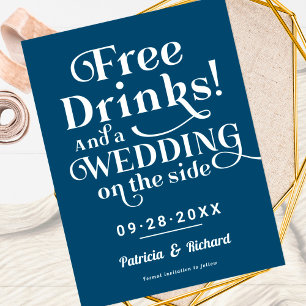 Cartão Postal Bebidas Grátis Divertido Casamento Informal Salvar