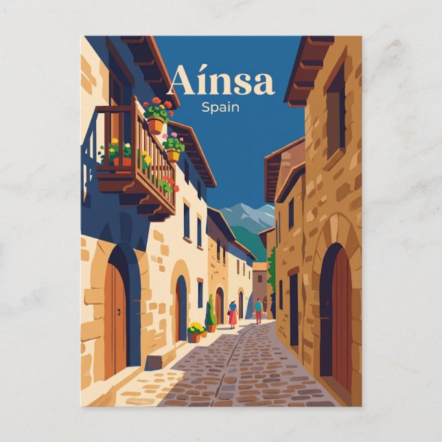 Cartão Postal Beco da Cidade Velha de Aínsa Espanha (Frente)