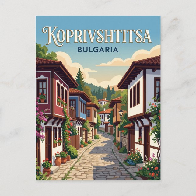 Cartão Postal Beco de Koprivshtitsa Bulgária (Frente)