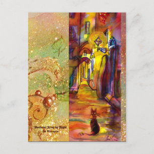 CARTÃO POSTAL BECO MEDIEVAL À NOITE EM FLORENÇA