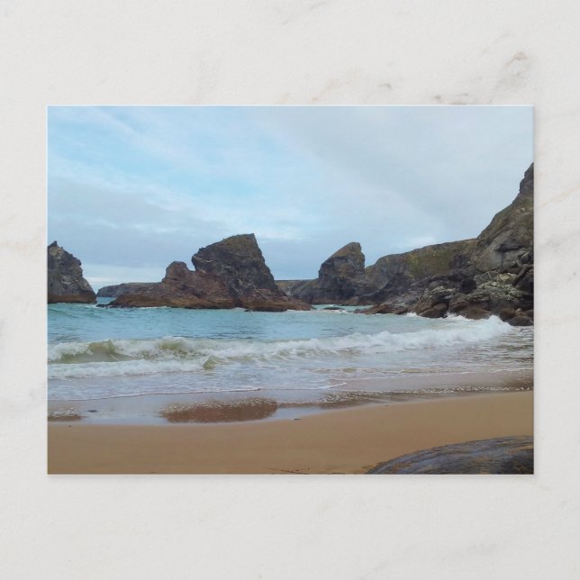 Cartão Postal Bedruthan Steps Carnewas Cornwall Inglaterra (Frente)