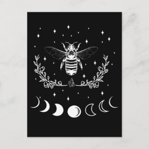 Cartão Postal Bee Crescent Moon Witchcraft Insetos Góticos Wicc