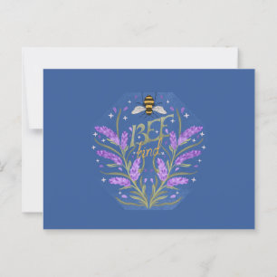 Cartão Postal Bee Kind Floral Design - Mensagem Motivacional