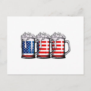 Cartão Postal Beer American Flag 4 de julho Men Merica Dr.