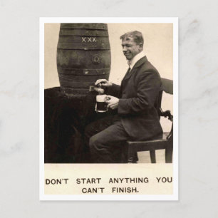 Cartão Postal Beer Bebendo Vintage 1909