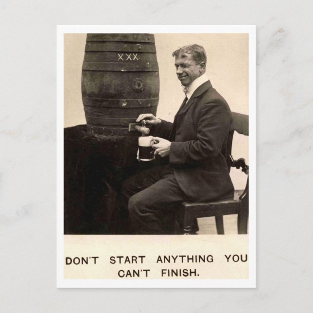 Cartão Postal Beer Bebendo Vintage 1909 (Frente)