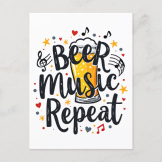 Cartão Postal Beer Music Repeat