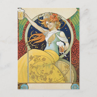 Cartão Postal Beer Vintage Beber Arte De Anúncio