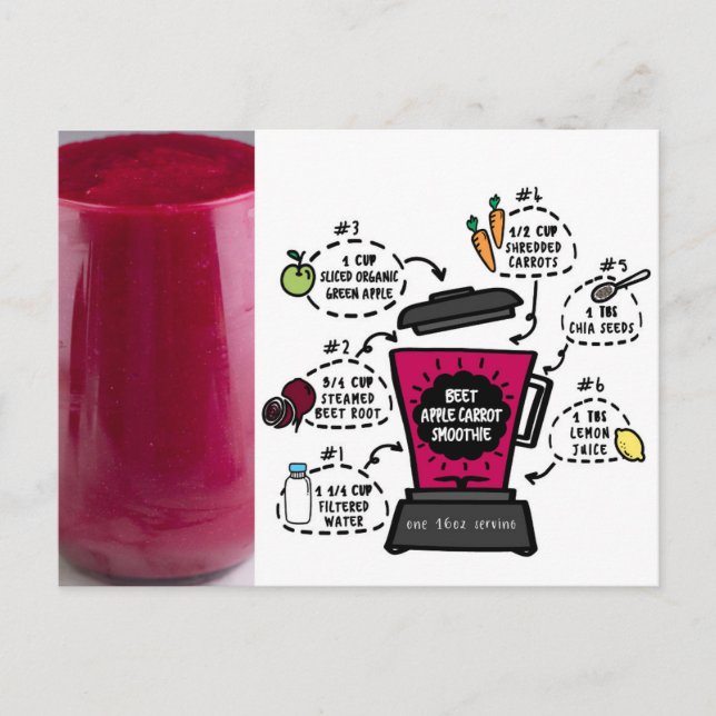Cartão Postal Beet Apple Carrot Smoothie Receita (Frente)