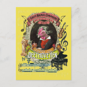 Cartão Postal Beethovehen Funny Hen Compositor Animal Beethoven
