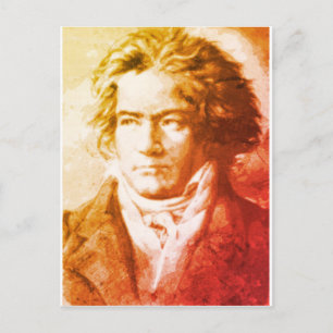 Cartão Postal Beethoven em Impressão Estilo Vintage