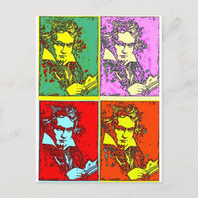 Cartão Postal Beethoven, pop-art (Frente)