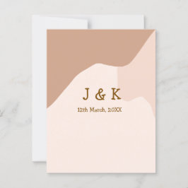 Cartão Postal Beige boho curvado nome do casamento laranja