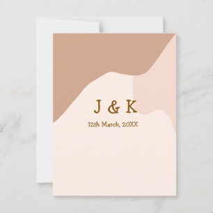Cartão Postal Beige boho curvado nome do casamento laranja