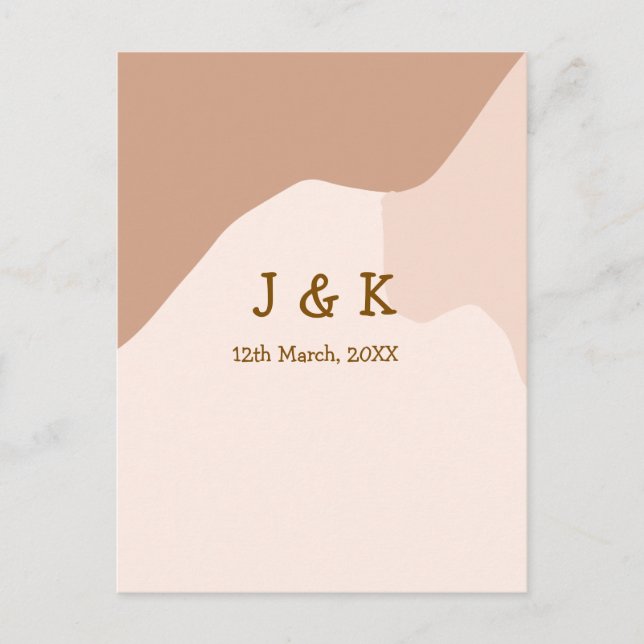 Cartão Postal Beige boho curvado nome do casamento laranja (Frente)