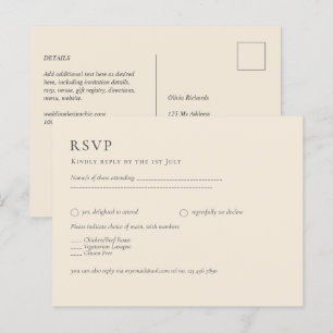 Cartão Postal BEIGE Leve Casamento Monocromático