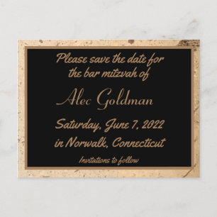 Cartão Postal Beige Marble Salve o Cartão-Postal de Data