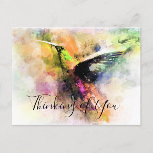 Cartão Postal Beija-flor aquarela personalizado