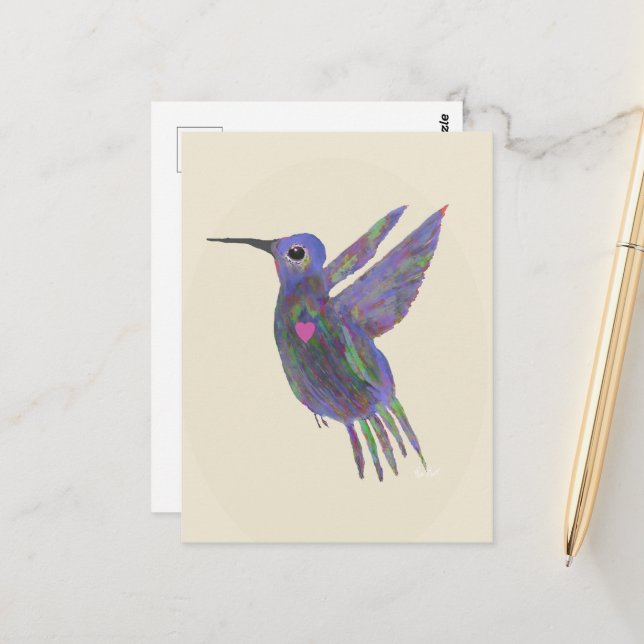 Cartão Postal Beija-flor com Coração (Frente/Verso In Situ)